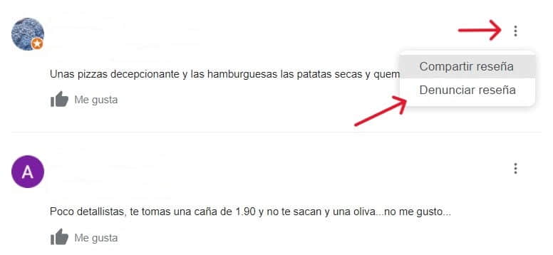 Reseñas falsas google